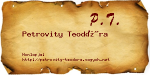Petrovity Teodóra névjegykártya
